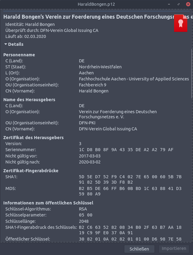 Personen Zertifikat